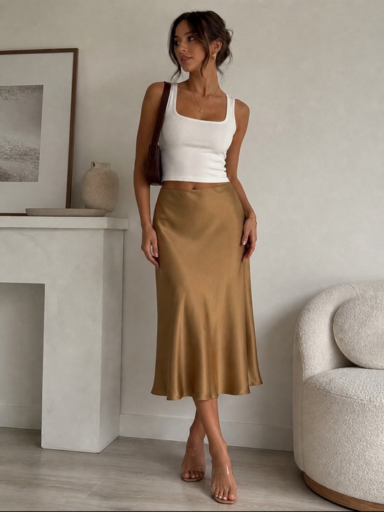 J. Crew Dresses & Skirts - J.Crew Satin Midi Skirt Gold Champagne Slip Skirt XXS
